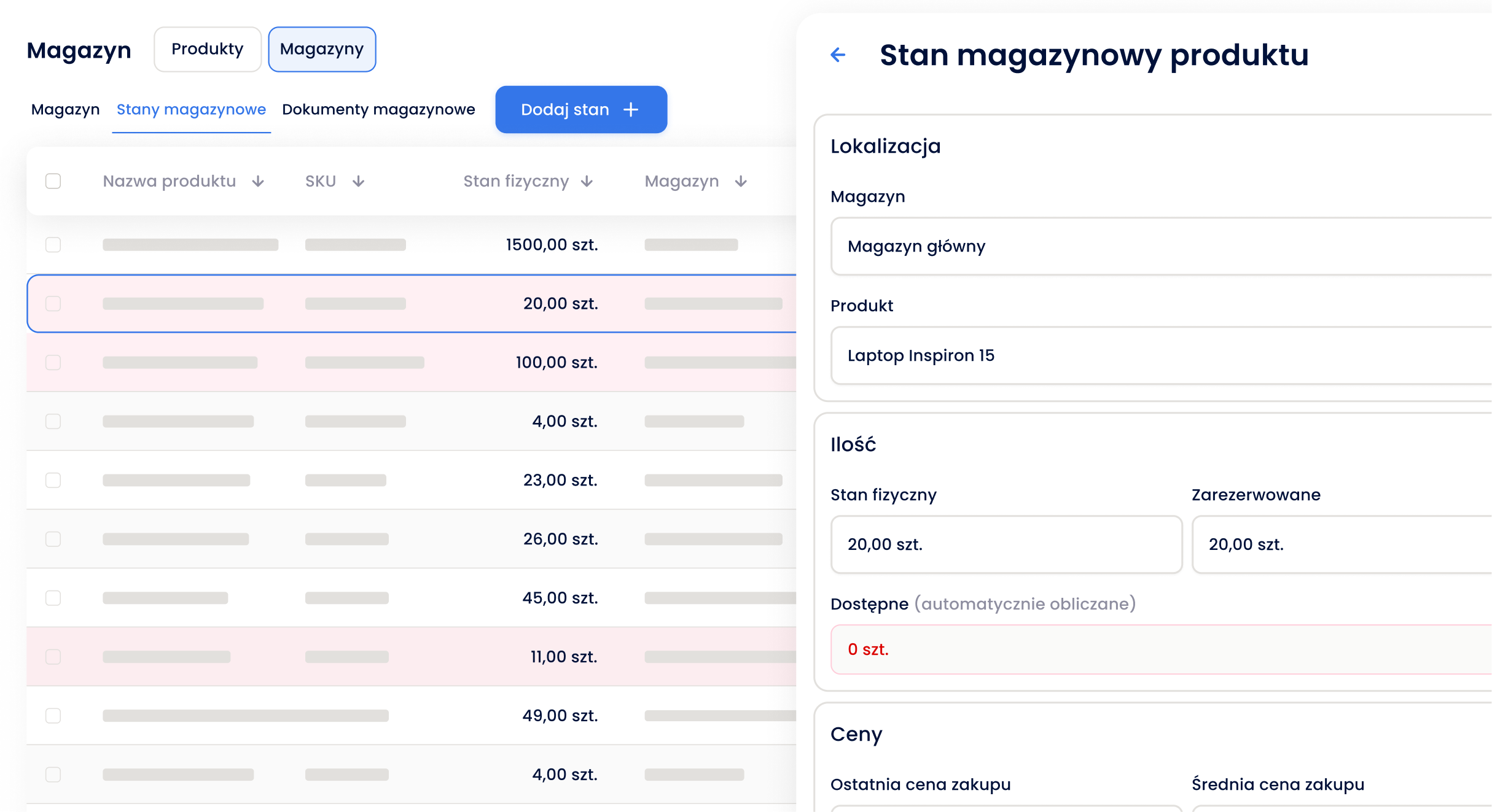 Stany magazynowe